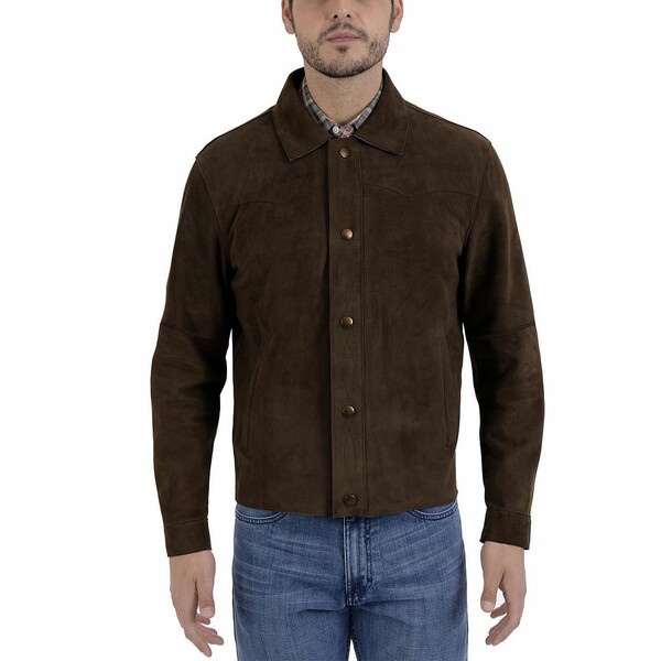 フライ メンズ シャツ トップス Men's Leather Shirt Brown