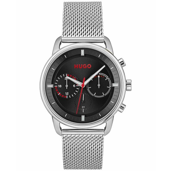 フューゴ メンズ 腕時計 アクセサリー Men's Advise Stainless Steel Mesh Bracelet Watch 44mm Silver