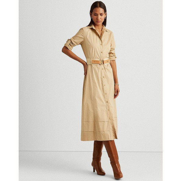 ラルフローレン レディース ワンピース トップス Stretch Cotton Shirtdress Birch Tan