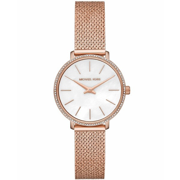 マイケルコース レディース 腕時計 アクセサリー Women's Pyper Rose Gold-Tone Stainless Steel Crystal Mesh Bracelet Watch 32mm Rose