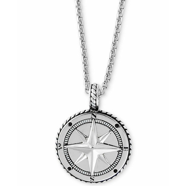 エフィー コレクション メンズ ネックレス・チョーカー アクセサリー EFFY® Men's Compass 22" Pendant Necklace in Sterling Silver