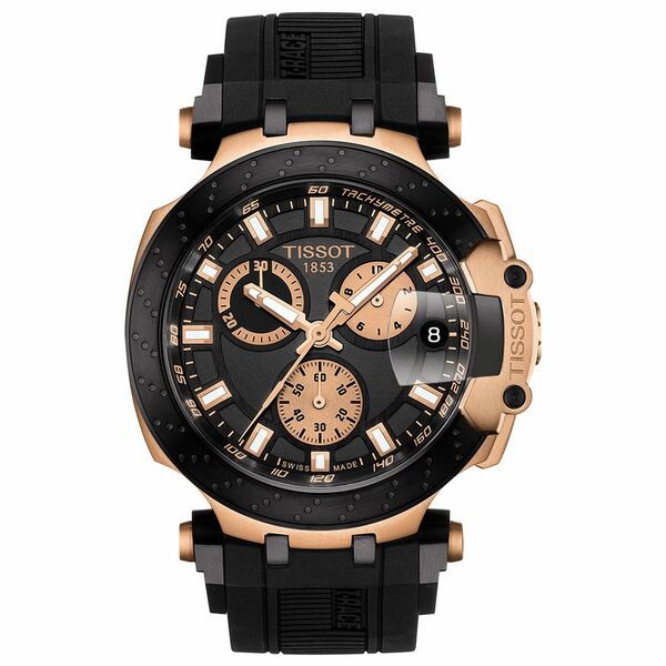 ティソット メンズ 腕時計 アクセサリー Men's Swiss Chronograph T-Sport T-Race Black Silicone Strap Watch 47.6mm Black