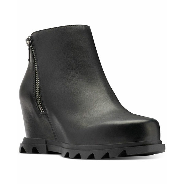 ソレル レディース ブーツ＆レインブーツ シューズ Women's Joan of Artic Wedge III Lug Sole Zip Booties Black, Sea Salt