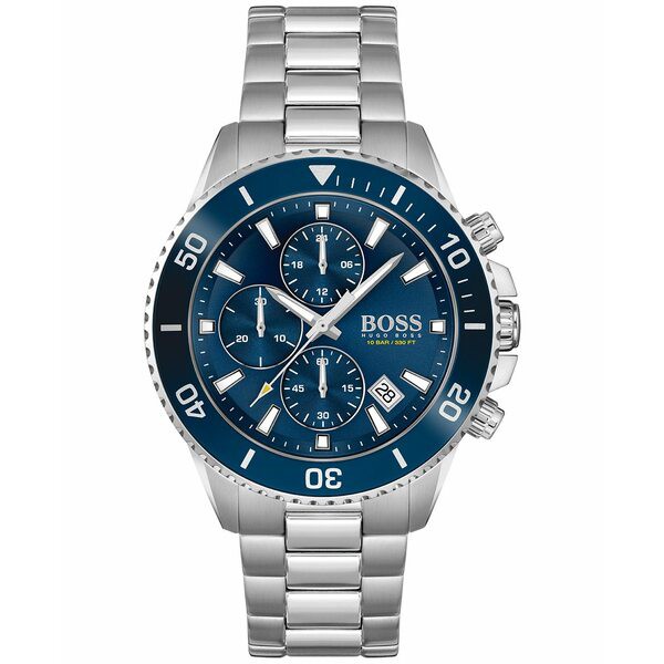 ボス メンズ 腕時計 アクセサリー Admiral Men's Chronograph Stainless Steel Bracelet Watch 45mm Silver