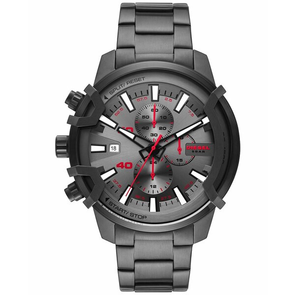 ディーゼル メンズ 腕時計 アクセサリー Men's Chronograph Griffed Gunmetal-Tone Stainless Steel Bracelet Watch 48mm Gunmetal