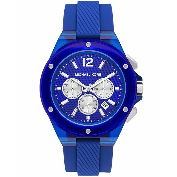 マイケルコース メンズ 腕時計 アクセサリー Men's Lennox Chronograph Blue Translucent Nylon and Silicone Band Watch 45mm Blue