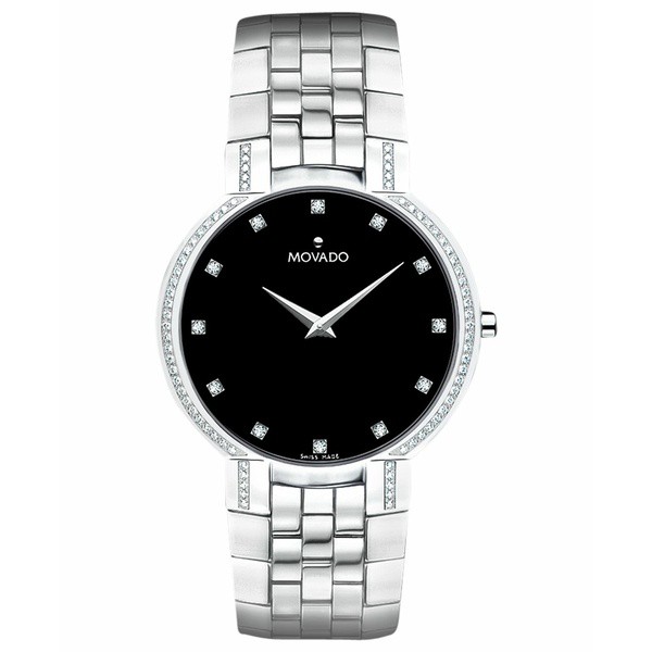 モバド メンズ 腕時計 アクセサリー Men's Swiss Diamond (3/8 ct. t.w.) Stainless Steel Bracelet Watch 38mm 0606237 No Color