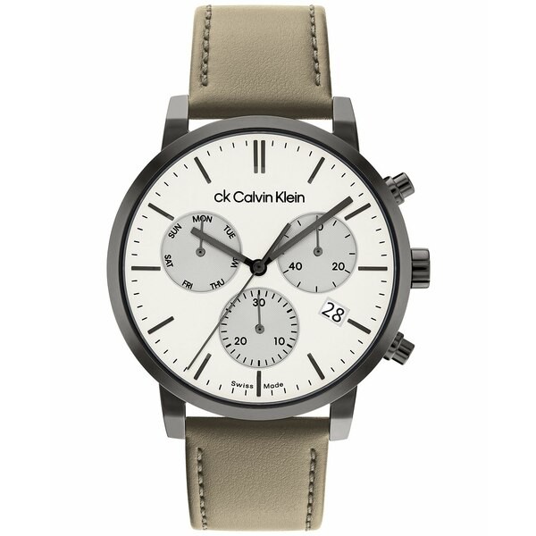 カルバンクライン メンズ 腕時計 アクセサリー Men's Swiss Chronograph Gauge Tan Leather Strap Watch 42mm Tan