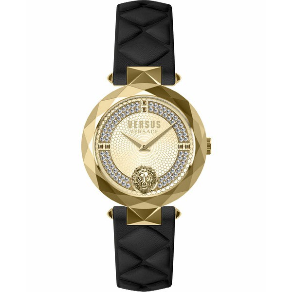 ヴェルサス ヴェルサーチ レディース 腕時計 アクセサリー Versus by Versace Women's Covent Garden Black Leather Strap Watch 36mm Go