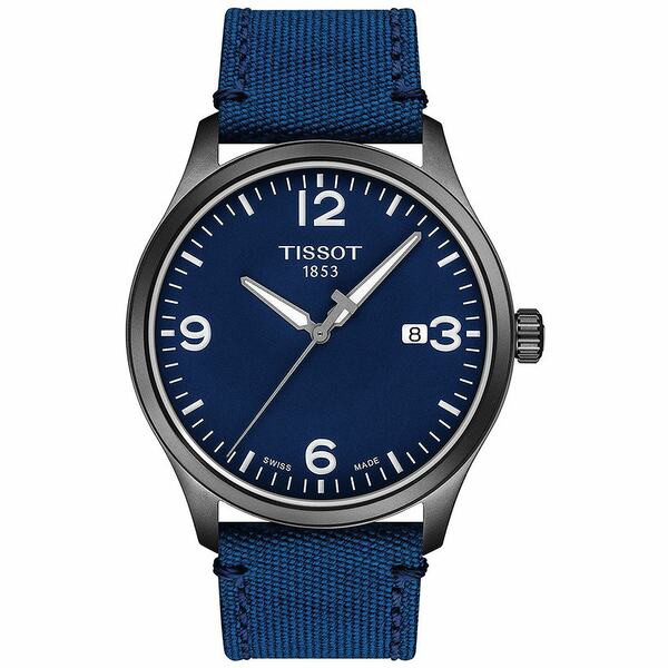 ティソット メンズ 腕時計 アクセサリー Men's Swiss Gent XL Blue Fabric Strap Watch 42mm Blue