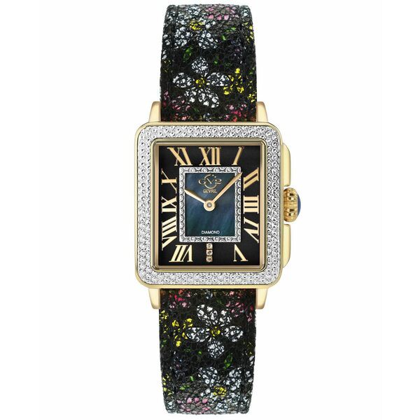 ジェビル レディース 腕時計 アクセサリー Women's Padova Floral Swiss Quartz Black with Flowers Italian Leather Strap Watch 30mm B