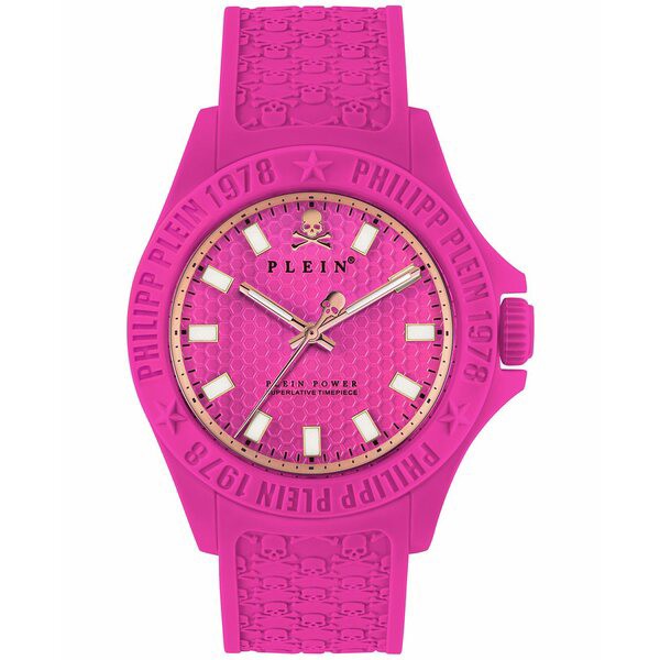 フィリッププレイン レディース 腕時計 アクセサリー Women's Plein Power Pink Silicone Strap Watch 43mm Pink