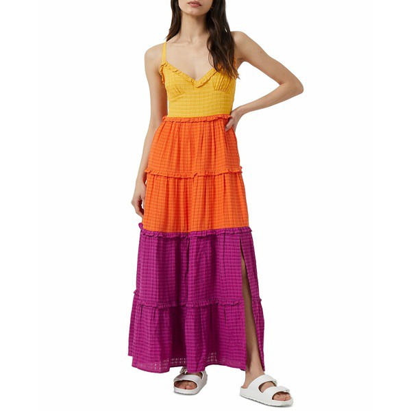 フレンチコネクション レディース ワンピース トップス Women's Tiered Colorblock Maxi Dress Beeswx