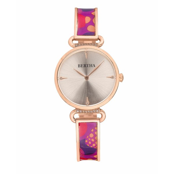 バーサ レディース 腕時計 アクセサリー Women's Katherine Enamel Designed Silver-tone or Gold-tone or Rose Gold Bracelet Watch, 33