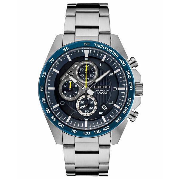 セイコー メンズ 腕時計 アクセサリー Men's Chronograph Stainless Steel Bracelet Watch 43.9mm Stainless Steel