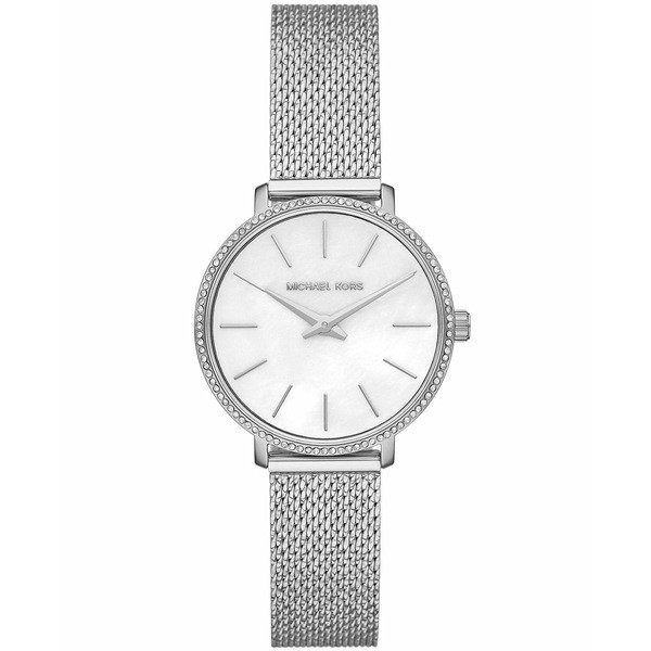 マイケルコース レディース 腕時計 アクセサリー Women's Pyper Silver-Tone Stainless Steel Crystal Mesh Bracelet Watch 32mm Silver