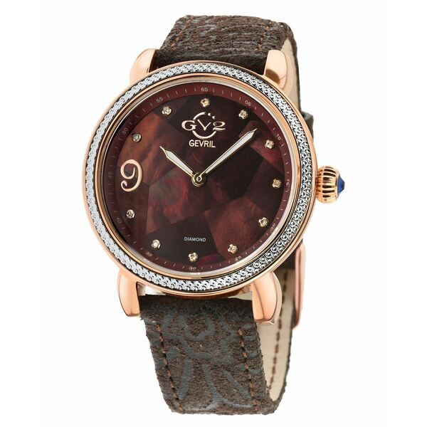 ジェビル レディース 腕時計 アクセサリー Women's Ravenna Floral Swiss Quartz Brown Italian Leather Strap Watch 37mm Brown