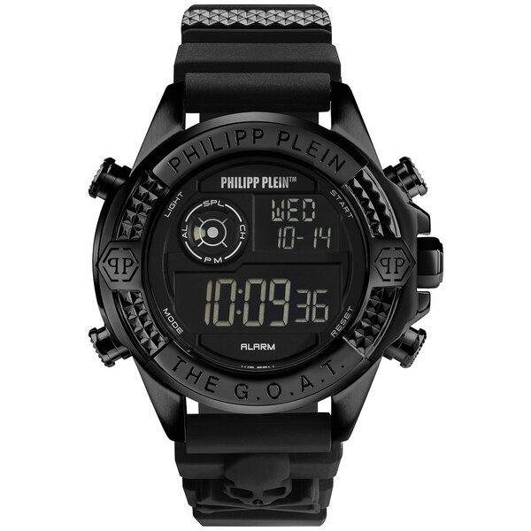 フィリッププレイン メンズ 腕時計 アクセサリー Men's Digital The G.O.A.T. Black Silicone Strap Watch 44mm Black