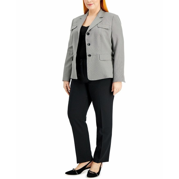 ル スーツ レディース カジュアルパンツ ボトムス Plus Size Three-Button Pantsuit Black/white