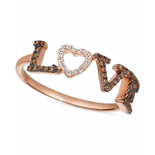 ルヴァン レディース リング アクセサリー Chocolate Diamond (1/10 ct. t.w.) & Vanilla Diamond Accent Love Ring in 14k Rose Gold Ro