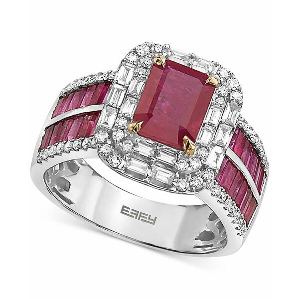 エフィー コレクション レディース リング アクセサリー EFFY® Ruby (2-7/8 ct. t.w.) & Diamond (5/8 ct. t.w.) Double Row Halo St