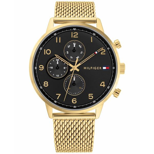 トミー ヒルフィガー メンズ 腕時計 アクセサリー Men's Gold-Tone Mesh Bracelet Watch 44mm Gold