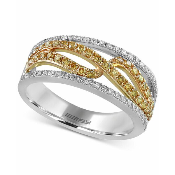 エフィー コレクション レディース リング アクセサリー EFFY® Yellow & White Diamond Openwork Swirl Ring (5/8 ct. t.w.) in 14k