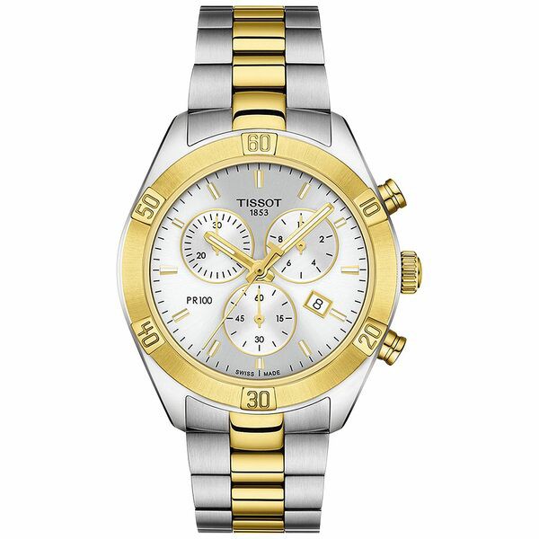 ティソット レディース 腕時計 アクセサリー Women's Swiss Chronograph T-Classic PR 100 Two-Tone PVD Stainless Steel Bracelet Watch