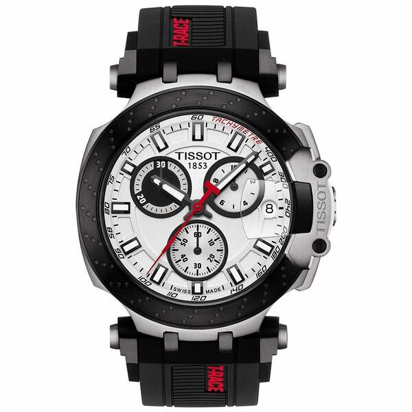 ティソット メンズ 腕時計 アクセサリー Men's Swiss Chronograph T-Sport T-Race Black Silicone Strap Watch 47.6mm Black