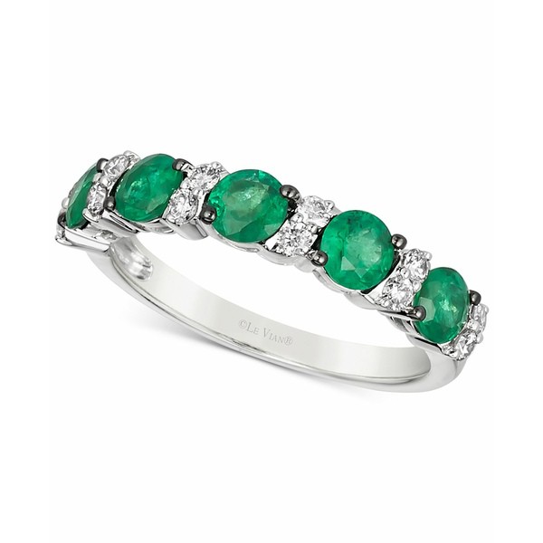 ルヴァン レディース リング アクセサリー New Emerald (1 ct. t.w.) & Nude Diamond (1/4 ct. t.w.) Ring in 14k White Gold Emerald