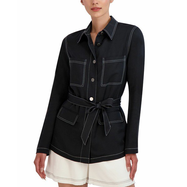 ビーシービージーマックスアズリア レディース ジャケット＆ブルゾン アウター Women's Contrast-Seam Belted Jacket Midnight Navy