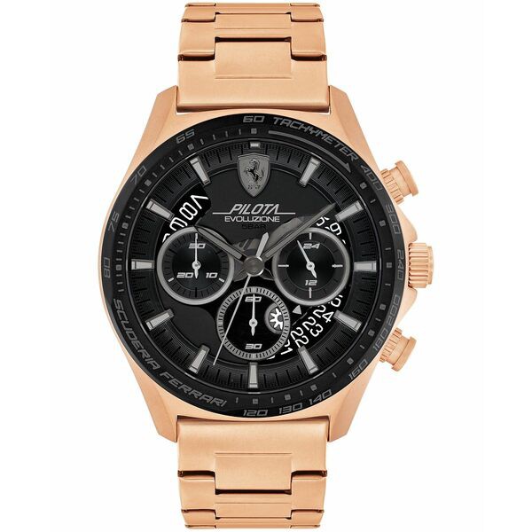 フェラーリ メンズ 腕時計 アクセサリー Men's Chronograph Pilota Evo Rose Gold-Tone Bracelet Watch 44mm Rose Gold