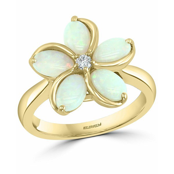 エフィー コレクション レディース リング アクセサリー EFFY® Opal (1-3/8 ct. t.w.) & Diamond (1/20 ct. t.w.) Flower Ring in 14