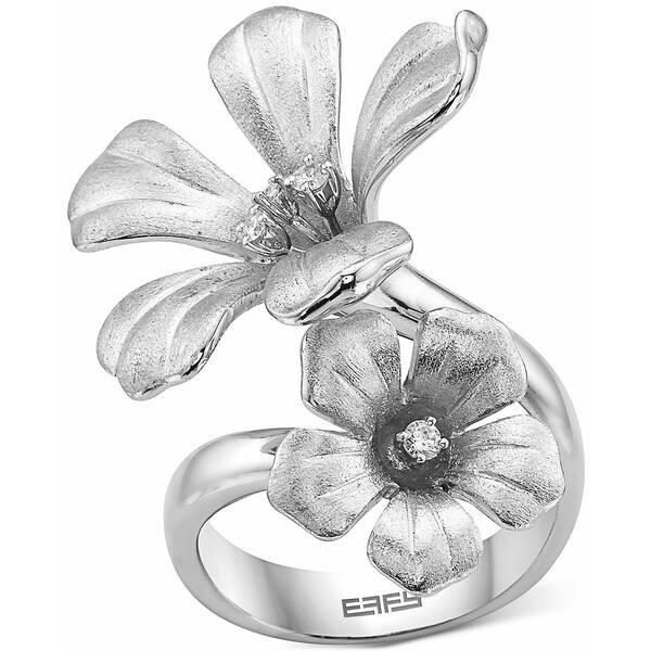 エフィー コレクション レディース リング アクセサリー EFFY® Diamond Flower Statement Ring (1/10 ct. t.w.) in Sterling Silver