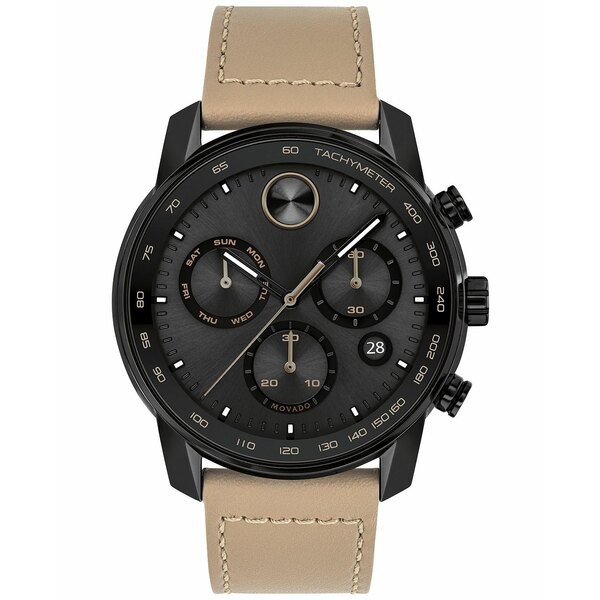 モバド メンズ 腕時計 アクセサリー Bold Verso Men's Swiss Chronograph Brown Leather Strap Watch 44mm Black