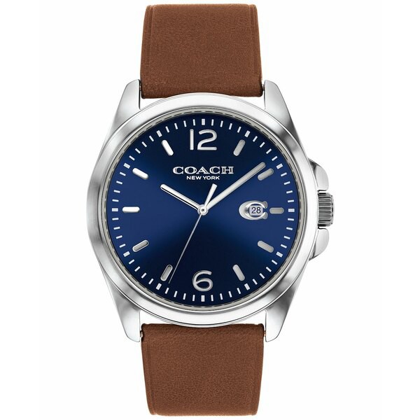 コーチ メンズ 腕時計 アクセサリー Men's Greyson Brown Leather Strap Watch 41mm Brown