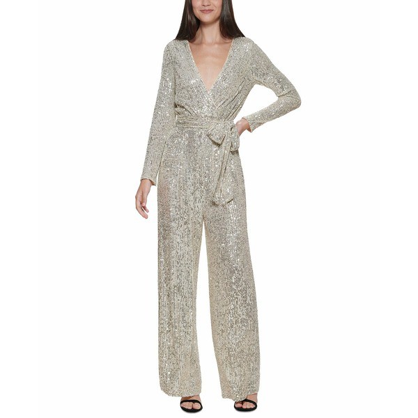 エリザジェイ レディース カジュアルパンツ ボトムス Sequin Jumpsuit Silver