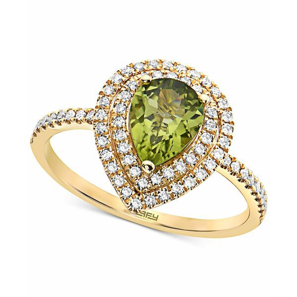 エフィー コレクション レディース リング アクセサリー EFFY® Peridot (7/8 ct. t.w.) & Diamond (1/4 ct. t.w.) Double Halo Ring