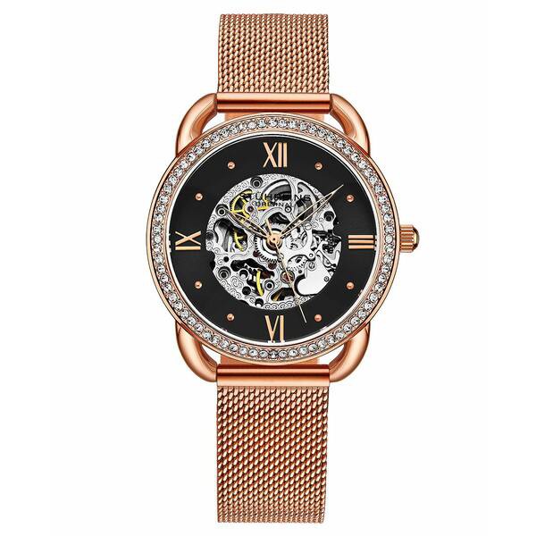 スターリング レディース 腕時計 アクセサリー Women's Automatic Rose Gold-Tone Mesh Bracelet Strap Watch 36mm Black