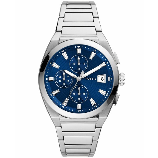 フォッシル メンズ 腕時計 アクセサリー Men's Everett chronograph movement, stainless steel bracelet watch 42mm Silver