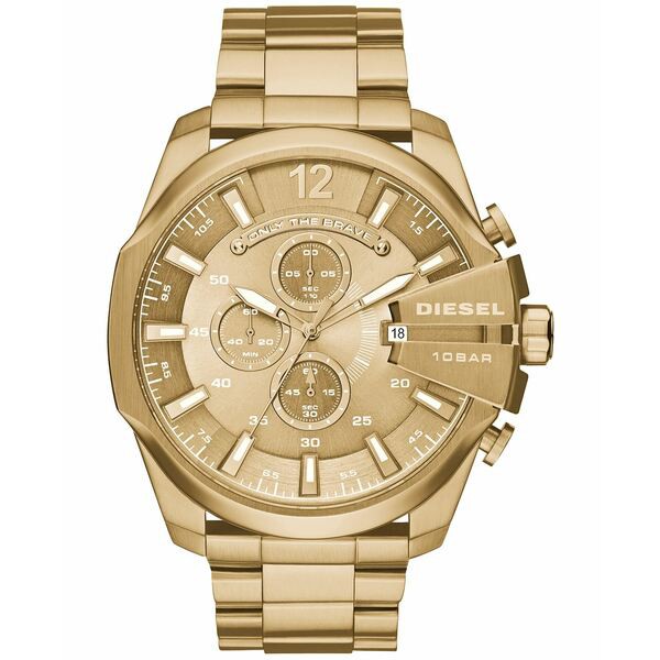 ディーゼル メンズ 腕時計 アクセサリー Men's Chronograph Mega Chief Gold-Tone Stainless Steel Bracelet Watch 59x51mm Gold