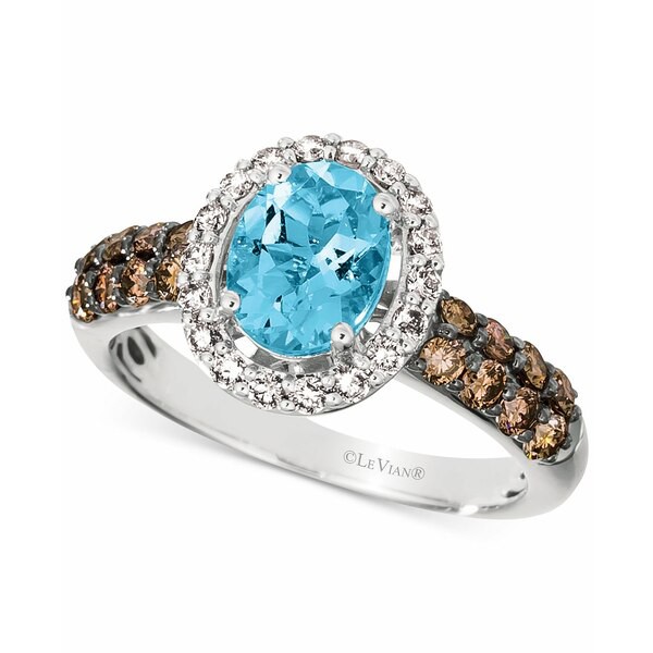 ルヴァン レディース リング アクセサリー Blue Topaz (1-1/10 ct. t.w.) & Diamond (3/4 ct. t.w.) Ring in 14k White Gold White