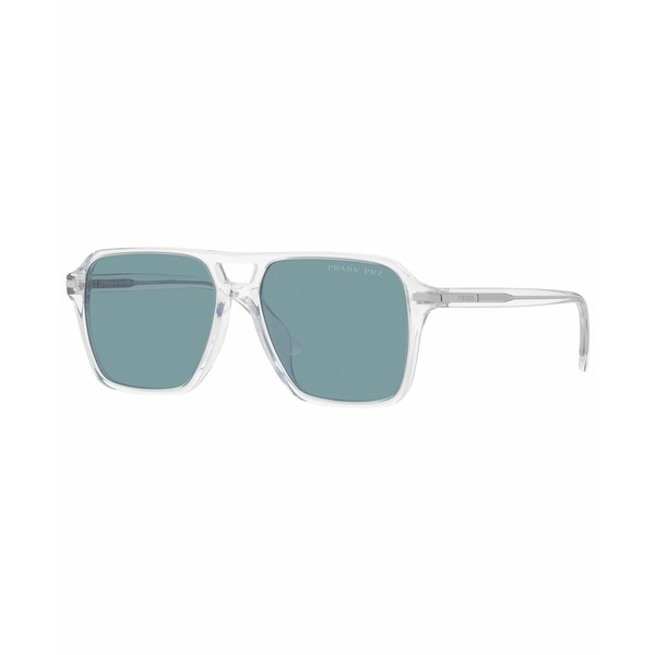 プラダ メンズ サングラス・アイウェア アクセサリー Men's Polarized Sunglasses, 55 Transparent