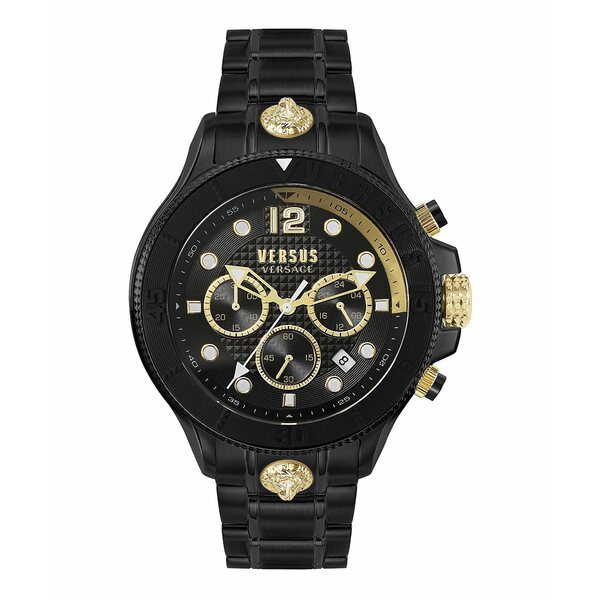 ヴェルサス ヴェルサーチ メンズ 腕時計 アクセサリー Versus by Versace Men's Volta Black Stainless Steel Bracelet Watch 49mm Black