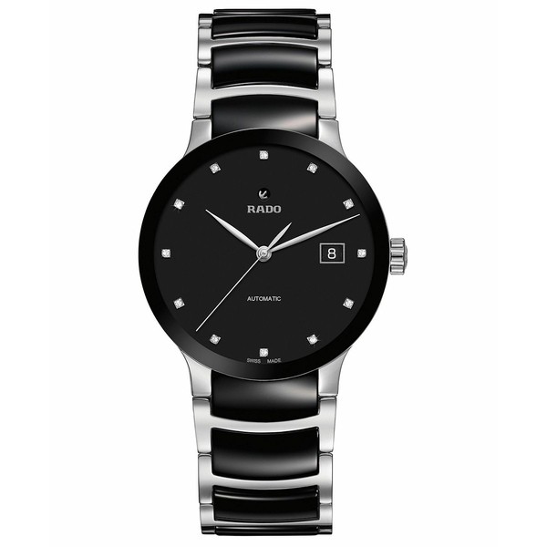 ラド レディース 腕時計 アクセサリー Women's Swiss Automatic Centrix Diamond-Accent Black Ceramic & Stainless Steel Bracelet Watc