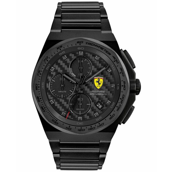 フェラーリ メンズ 腕時計 アクセサリー Men's Chronograph Aspire Black Stainless Steel Bracelet Watch 44mm Black