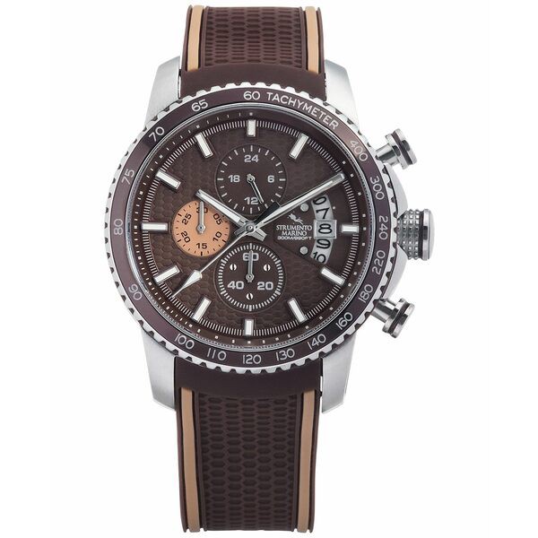 ストルメント マリーノ メンズ 腕時計 アクセサリー Men's Chronograph Freedom Brown Perforated Silicone Strap Watch 45mm Brown