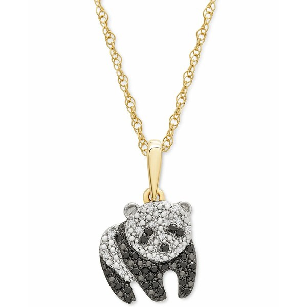 ラップド レディース ネックレス・チョーカー・ペンダントトップ アクセサリー Black & White Diamond Panda 18" Pendant Necklace (1/1