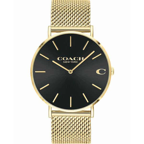 コーチ メンズ 腕時計 アクセサリー Men's Charles Gold-Tone Mesh Bracelet Watch 36mm Gold