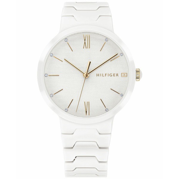 トミー ヒルフィガー レディース 腕時計 アクセサリー Women's White Ceramic Bracelet Watch 36mm White